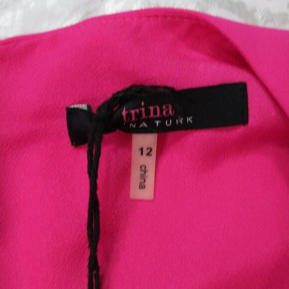 TRINA TURK Brilliant Fuchsia Ruffle Dress NWY Size 12 - Picture 8 of 9
